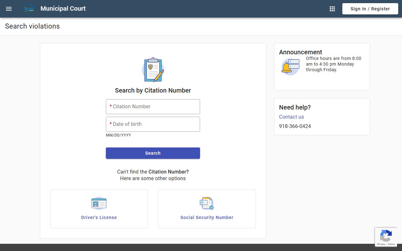 Bixby Municipal Court online search for 24 hour booking cases