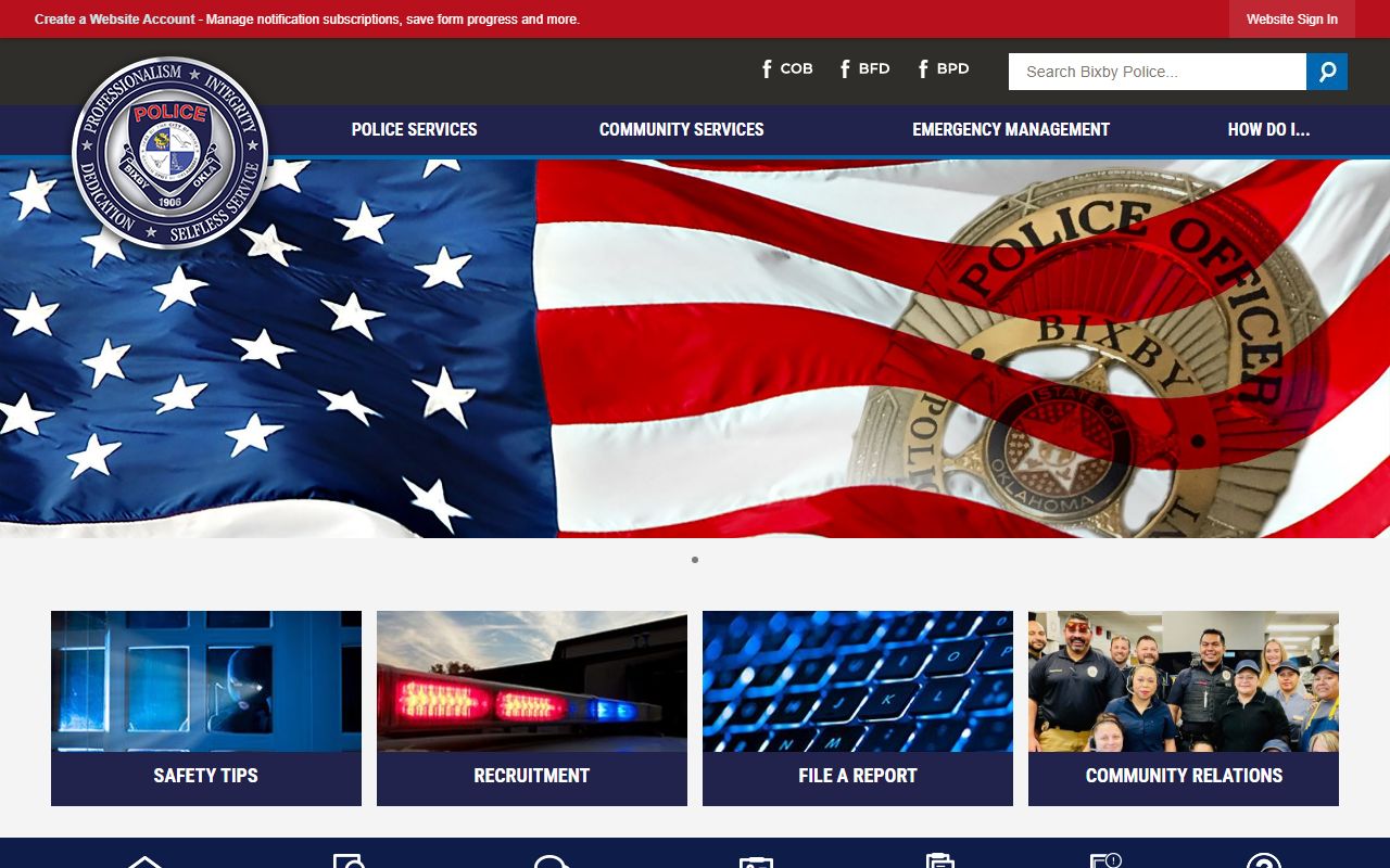Bixby Police Department website for 24 hour booking records