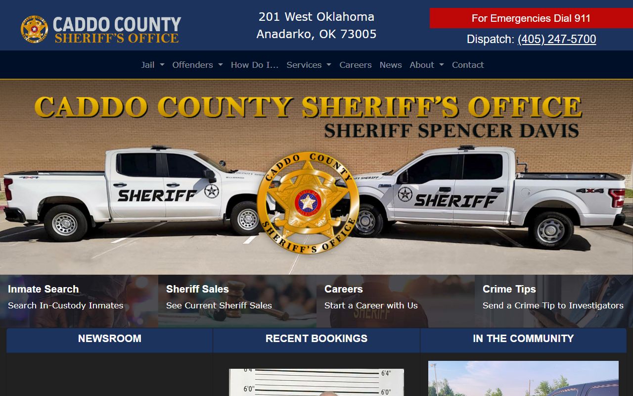 Caddo County 24 hour booking sheriff website in Anadarko Oklahoma