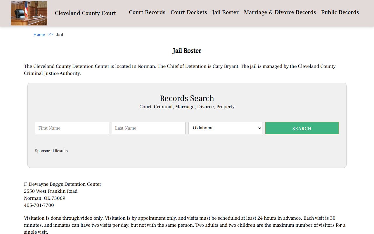 Cleveland County jail roster for 24 hour booking records in Norman Oklahoma
