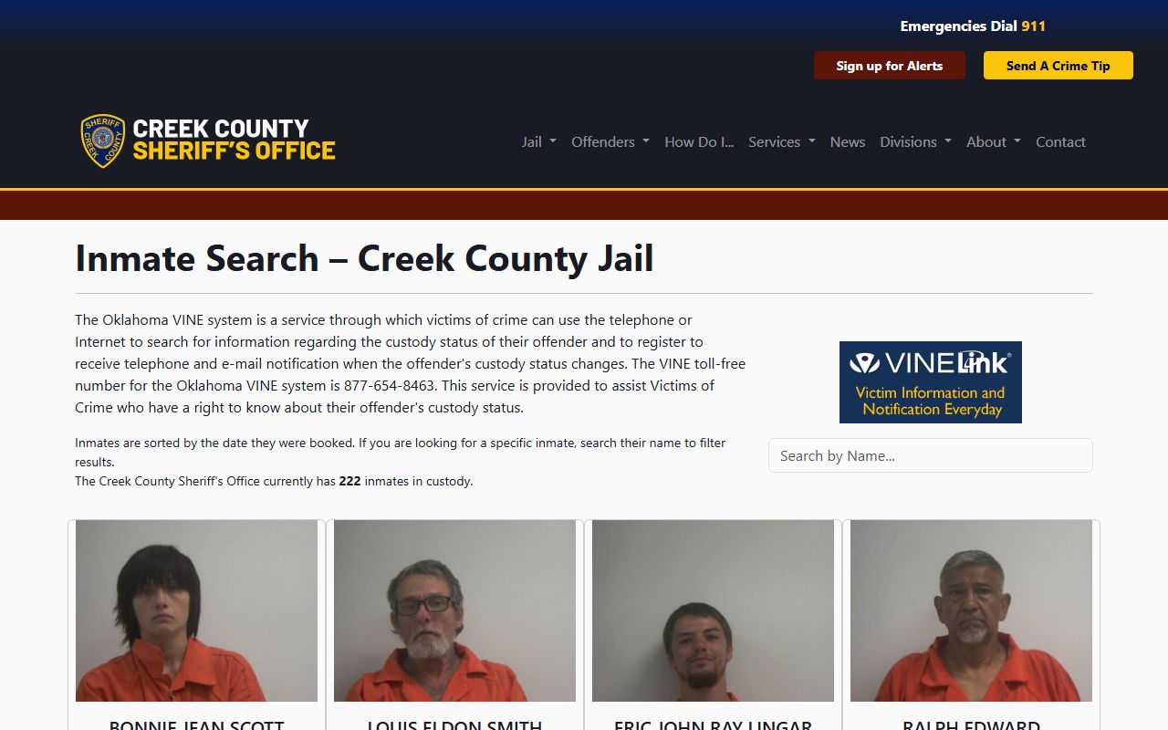 Creek County 24 hour booking inmate search in Sapulpa Oklahoma