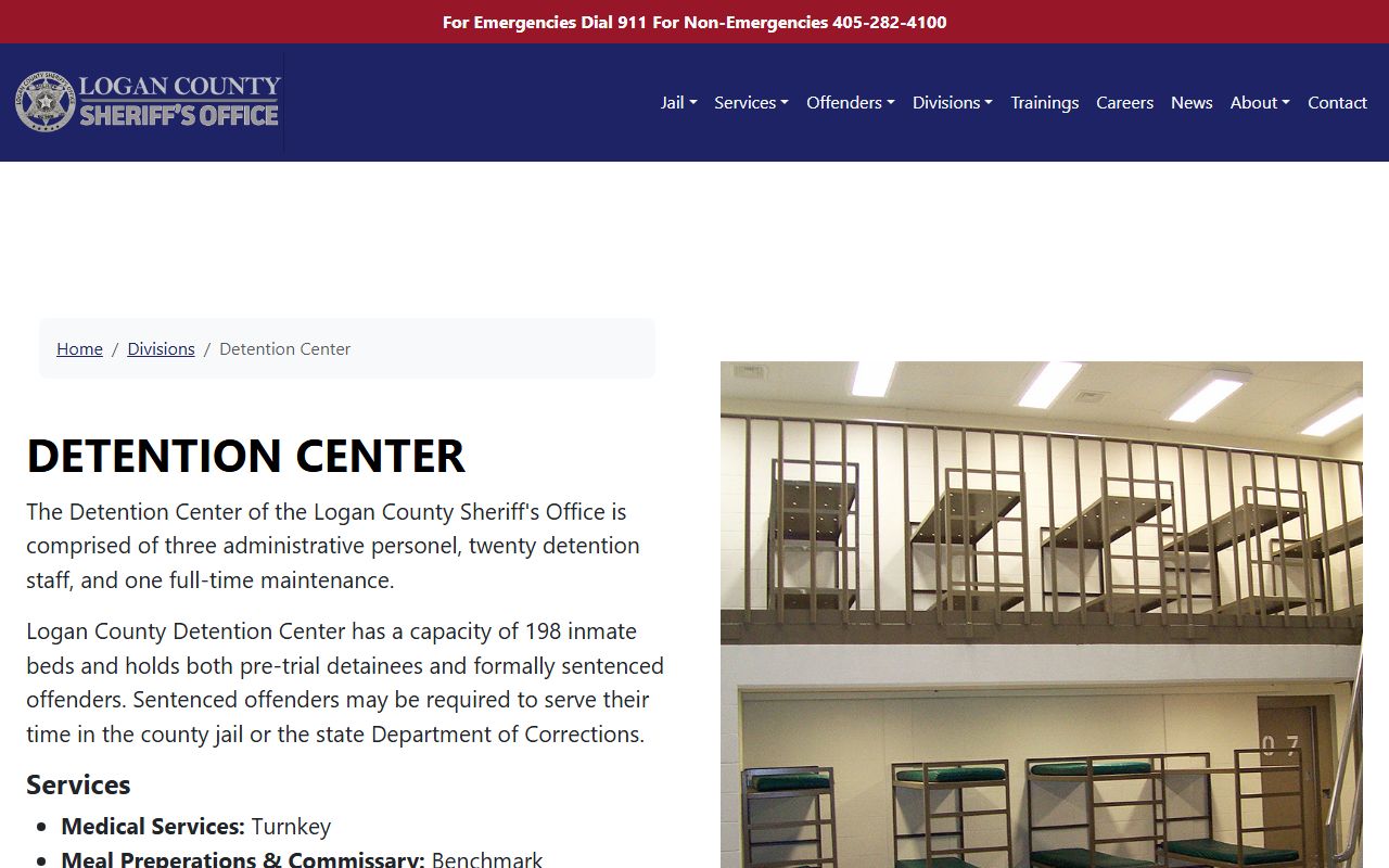 Logan County Detention Center information for 24 hour booking in Guthrie Oklahoma