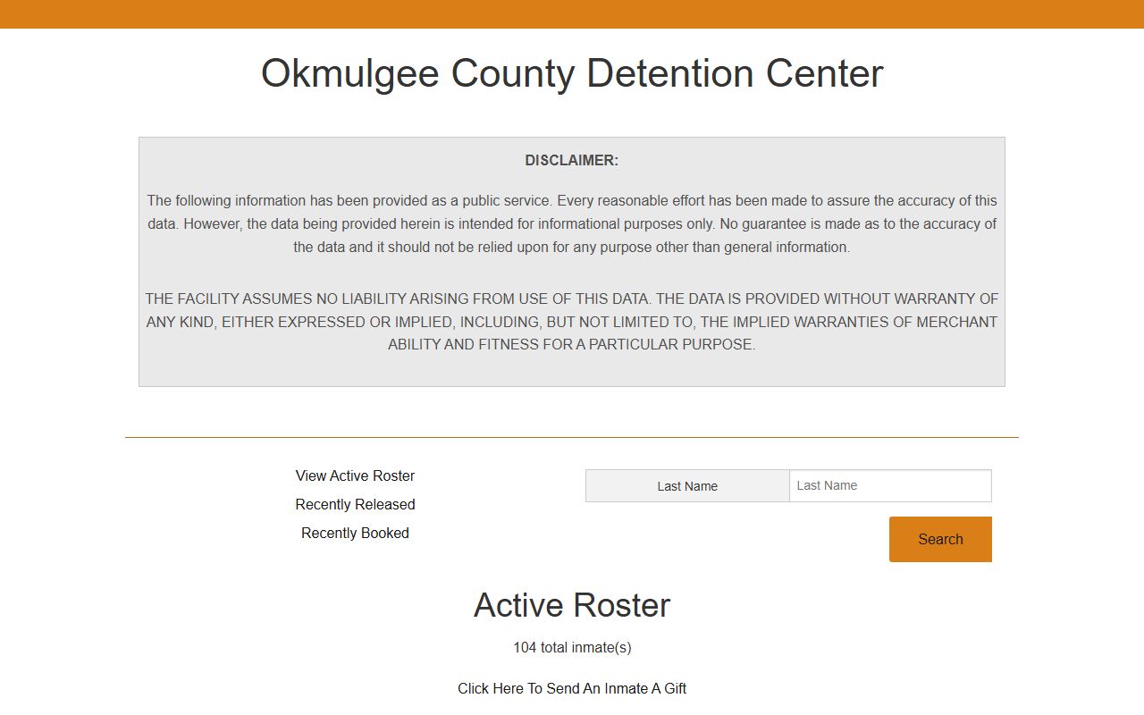 Okmulgee County inmate roster for 24 hour booking records in Oklahoma