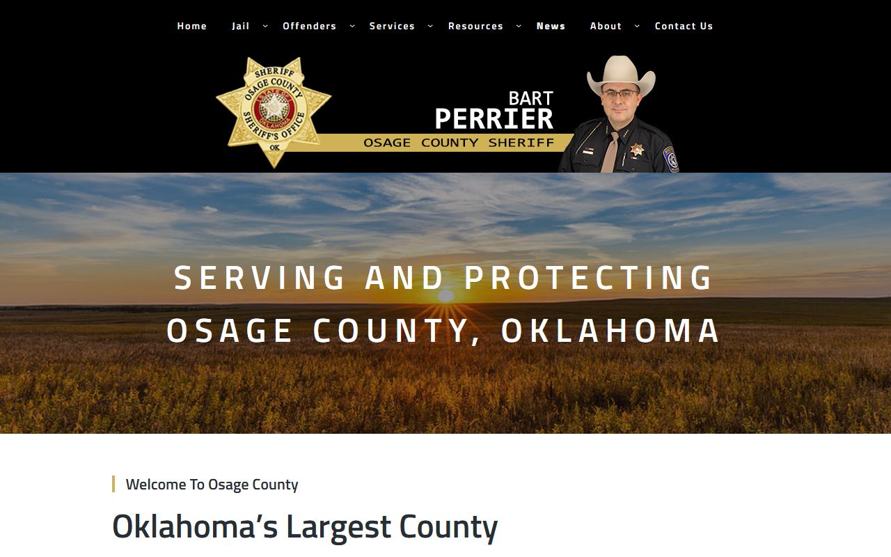 Osage County government website for 24 hour booking access in Oklahoma