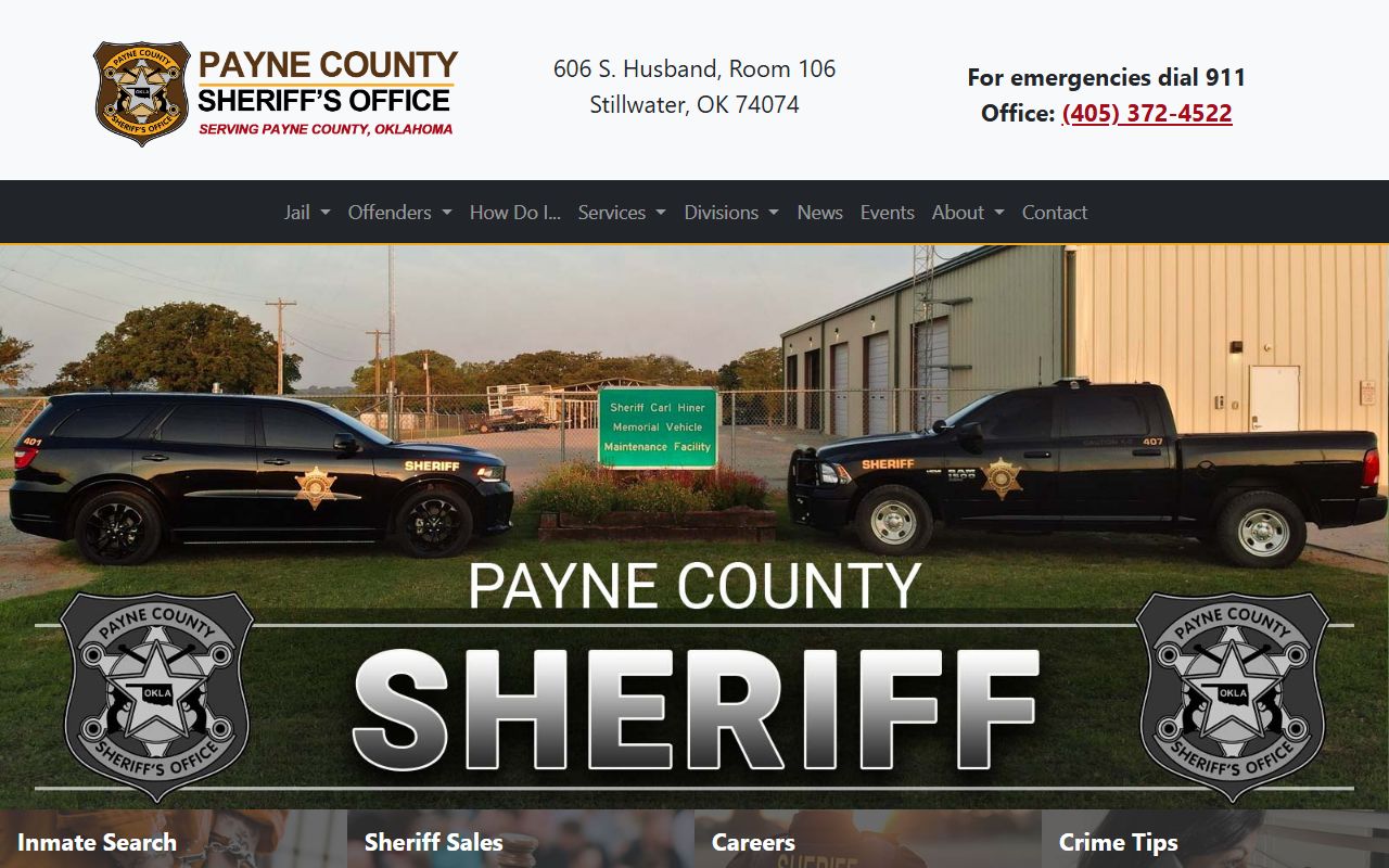 Payne County government website for 24 hour booking access in Oklahoma