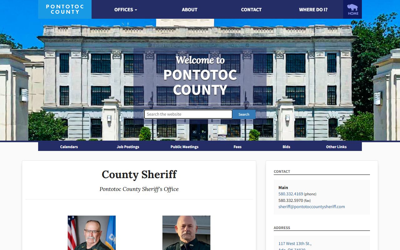 Pontotoc County Sheriff office for 24 hour booking records in Ada Oklahoma