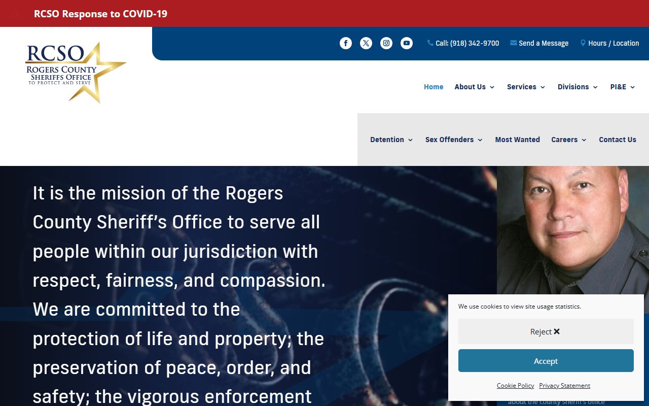 Rogers County Sheriff website for 24 hour booking and jail services in Oklahoma