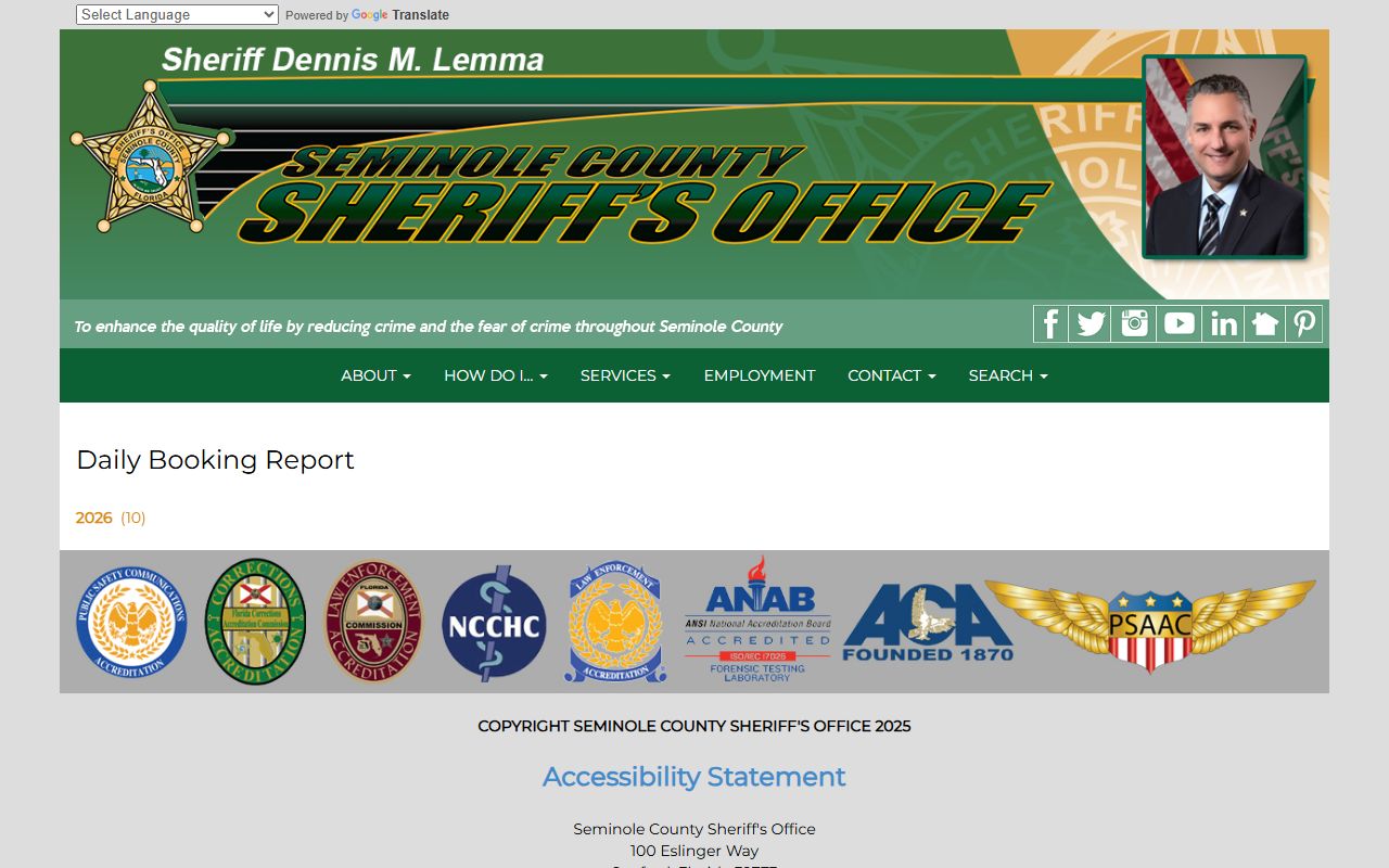 Seminole County daily booking report for 24 hour booking records in Oklahoma