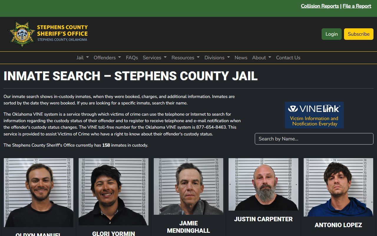Stephens County inmate search for 24 hour booking records in Duncan Oklahoma