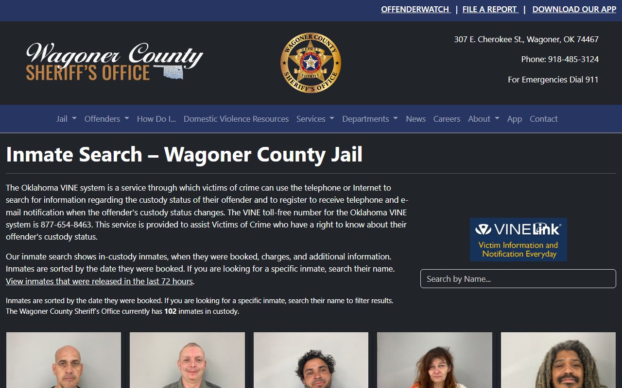 Wagoner County 24 hour booking inmate search tool in Oklahoma