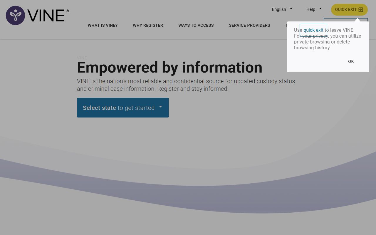 VINE system for Oklahoma 24 hour booking custody notifications